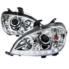 1998-2001 Mercedes BenzML W163 DRL LChrome Projector Headlights - 2LHP-BW16398-T
