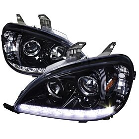 1998-2001 Mercedes BenzM-class W163 DRL LGloss-Black-Smoke Projector Headlights 