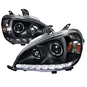 1998-2001 Mercedes BenzW163 DRL LEDBlack Projector Headlights - 2LHP-BW16398JM-T
