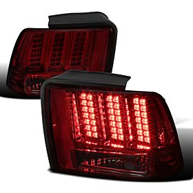 1999-2004 Ford Mustang Red/Smoke Sequential-LED Tail Lights  - LT-MST99RGLED-SQ-RS