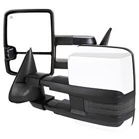 1988-1998 Chevrolet C10 Power w/Smoke LED Signal + Chrome Cover Towing Mirrors - RMX-C1088G2GLEDHP-FS