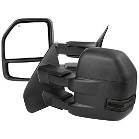 2007-2014 Ford F-150 Textured Black Power + Heated w/Smoke Signal Towing Mirrors - RMX-F15007F3GH-P-FS
