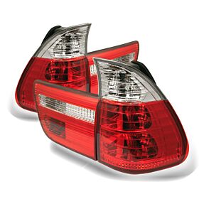 2000-2006 BMW E53 Red/Clear Euro Style Tail Lights - 111-BE5300-RC