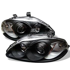 1996-1998 Honda Civic Black Halo Projector Headlights - 444-HC96-AM-BK