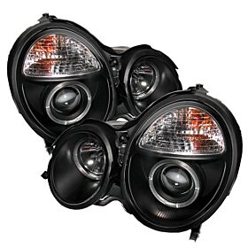 2000-2002 Mercedes Benz E-Class Black Halo Projector Headlights - 444-MBW21099-H