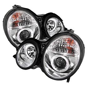 2000-2002 Mercedes Benz E-Class Chrome Halo Projector Headlights - 444-MBW21099-