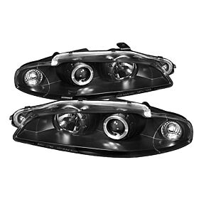 1997-1999 Mitsubishi Eclipse Black Halo Projector Headlights - 444-ME97-HL-BK
