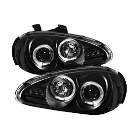 1992-1996 Mazda MX3 Black Halo Projector Headlights - 444-MMX392-HL-BK