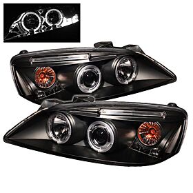 2005-2008 Pontiac G6 2DR Black Halo Projector Headlights - 444-PG605-HL-BK