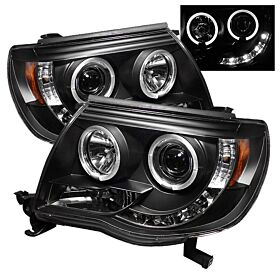 2005-2011 Toyota Tacoma Black Halo Projector Headlights - 444-TT05-HL-BK
