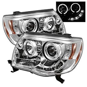 2005-2011 Toyota Tacoma Chrome Halo Projector Headlights - 444-TT05-HL-C