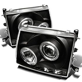 1997-2000 Toyota Tacoma Black Halo Projector Headlights - 444-TT97-HL-BK