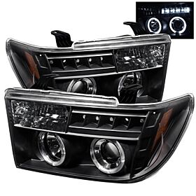 2007-2013 Toyota Tundra Black Halo Projector Headlights - 444-TTU07-HL-BK