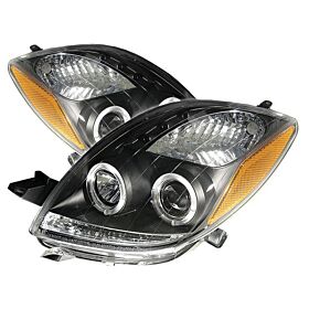 2006-2008 Toyota Yaris 2DR Black Halo Projector Headlights - 444-TYA06-HL-BK