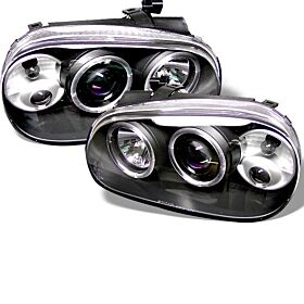 1999-2005 VW Golf IV Black Halo Projector Headlights - 444-VG99-BK