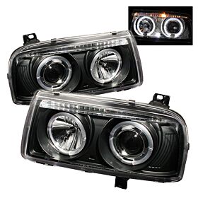 1993-1998 VW Jetta III Black Halo Projector Headlights - 444-VJ93-HL-BK