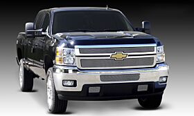 Silverado HD Grille Overlay 11-14 Chevrolet Silverado HD Aluminum Polished 2 Piece Billet Series T-REX Grilles - 21114