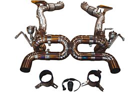 2019-2023 Ferrari F8 Tributo,Spider Full Exhaust System, Grade 5 Titanium Titanium Bespoke OEM Style Valvetronic Tips by Valvetronic Designs - FER.F8.VSES.FF.TI