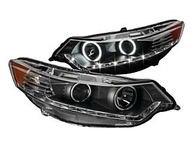 2009-2010 Acura TSX CCFL Halo Projector Headlights Black Clear - 02-AZ-AT09-PBC-HID-RF-A