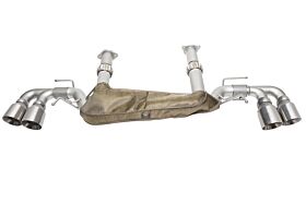2020-2023 Chevrolet C8 Corvette Performance Rear Exhaust - 4in Slash Cut Tips - Brushed - CHEV.C8.ES.SLT.BR