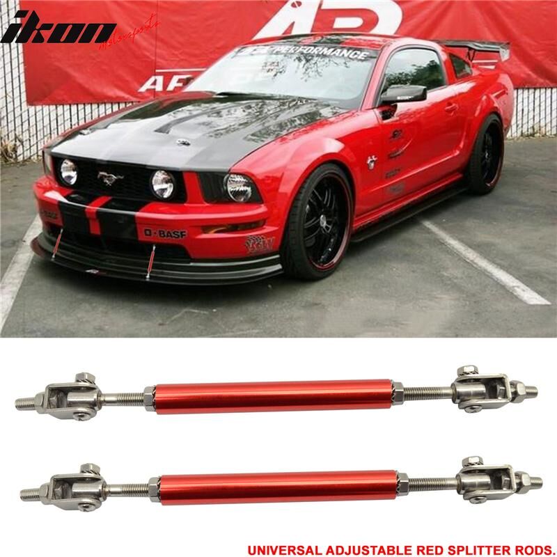 Universal Adjustable 5 - 5 5/8 inch Front Splitter Strut Rods 2PC Red ...