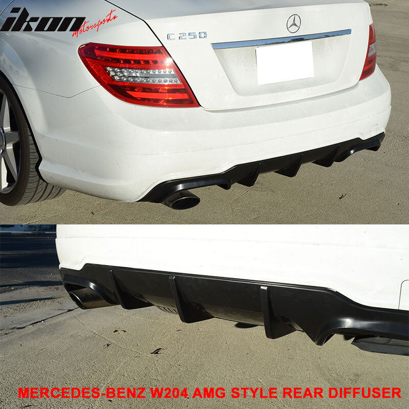 W204 Rear 2012-2014 Mercedes Benz C-Class W204 ABS Rear Bumper Diffuser - 7 ...