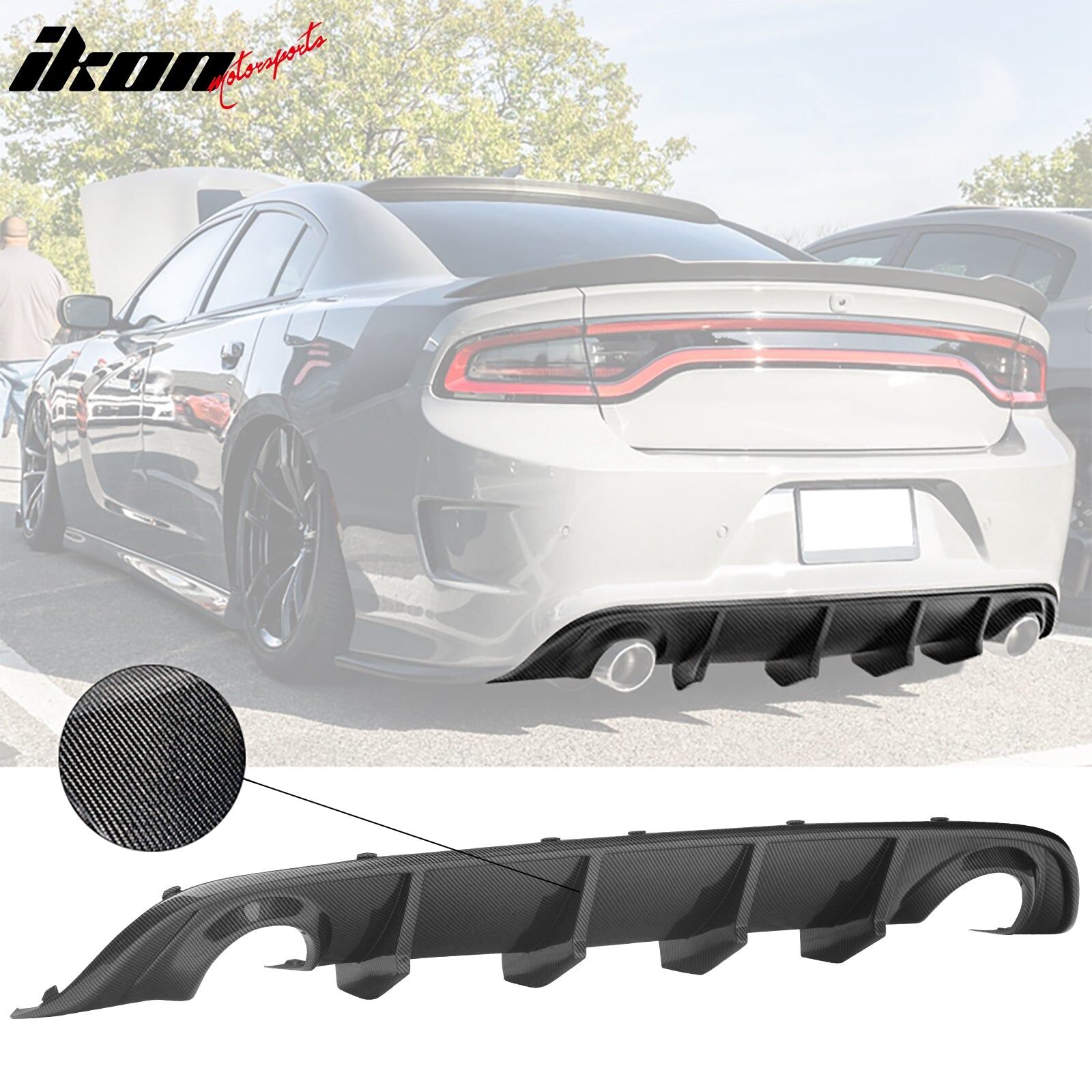 2015-2024 Dodge Charger SRT V2 Style Polypropylene Rear Bumper Diffuser ...