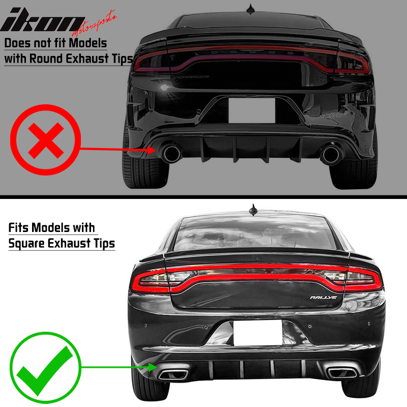 Polypro Diffuser 2015-2024 Dodge Charger V2 Style Polypropylene Rear Bumper Diffuser ...