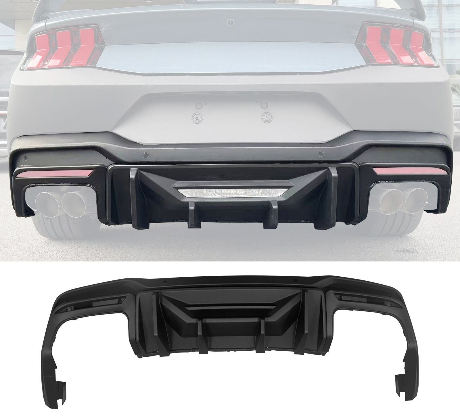 Polypro Diffuser 2024-2025 Ford Mustang Rock Style Polypropylene Matte Black Rear Bumper ...