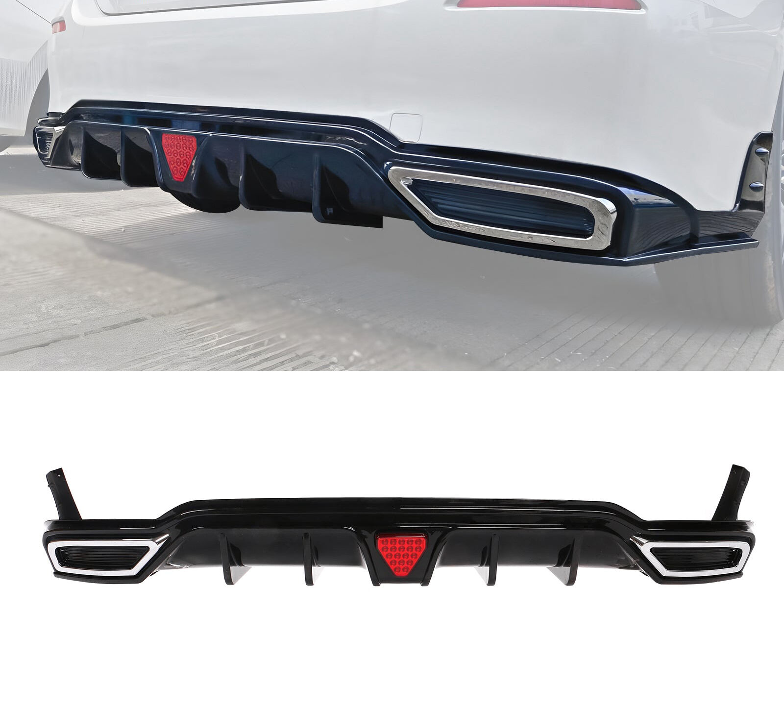 Polypro Diffuser 2022-2024 Honda Civic Polypropylene Rear Bumper Diffuser W/ Corner ...