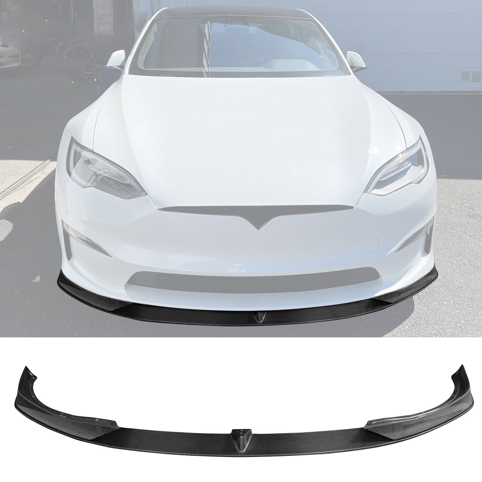 2021-2025 Tesla Model S V Style Carbon Fiber Gloss Black Front Bumper ...