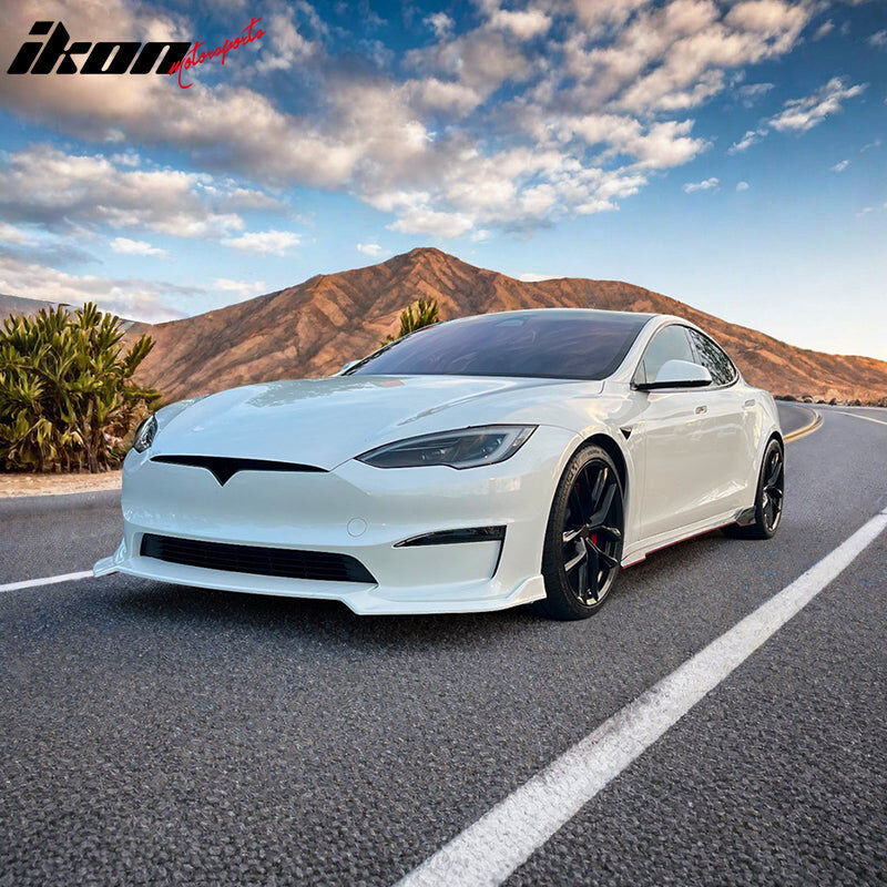 2021-2025 Tesla Model S V Style Carbon Fiber Gloss Black Side Skirts ...