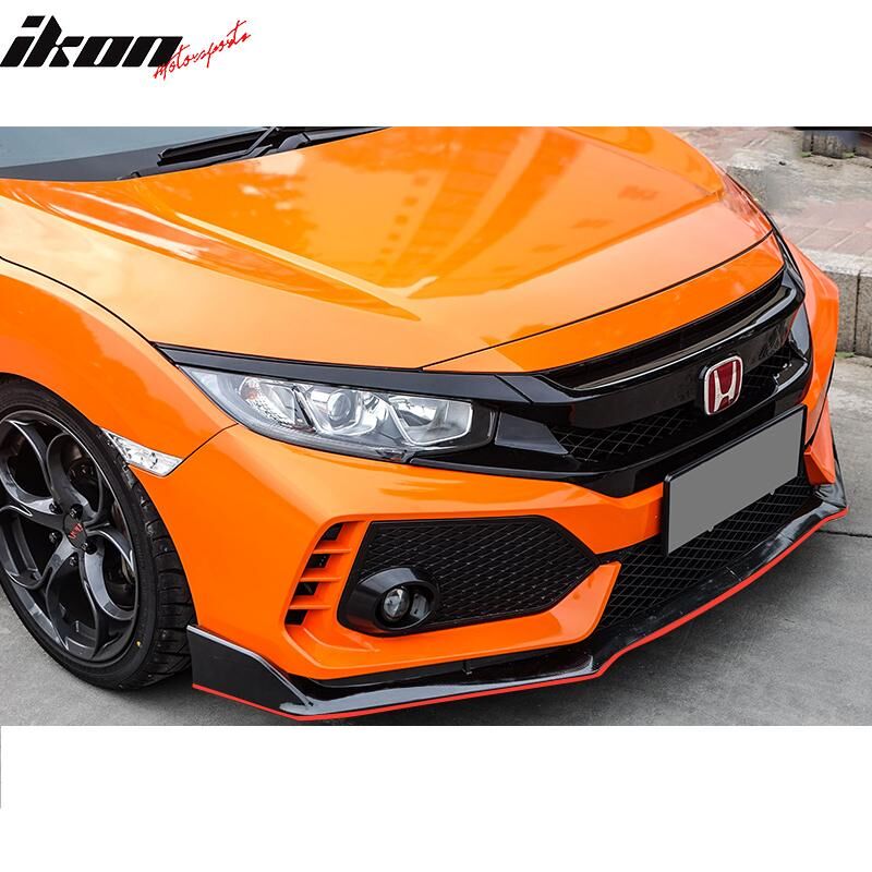 2016-2021 Honda Civic Type R Style Front Bumper + Grille + Lip Black ...