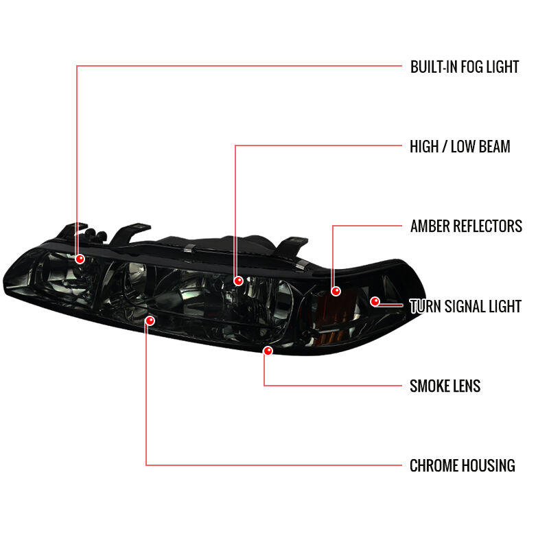 For 1990-1993 Acura Integra JDM Smoke Lens 1-Piece