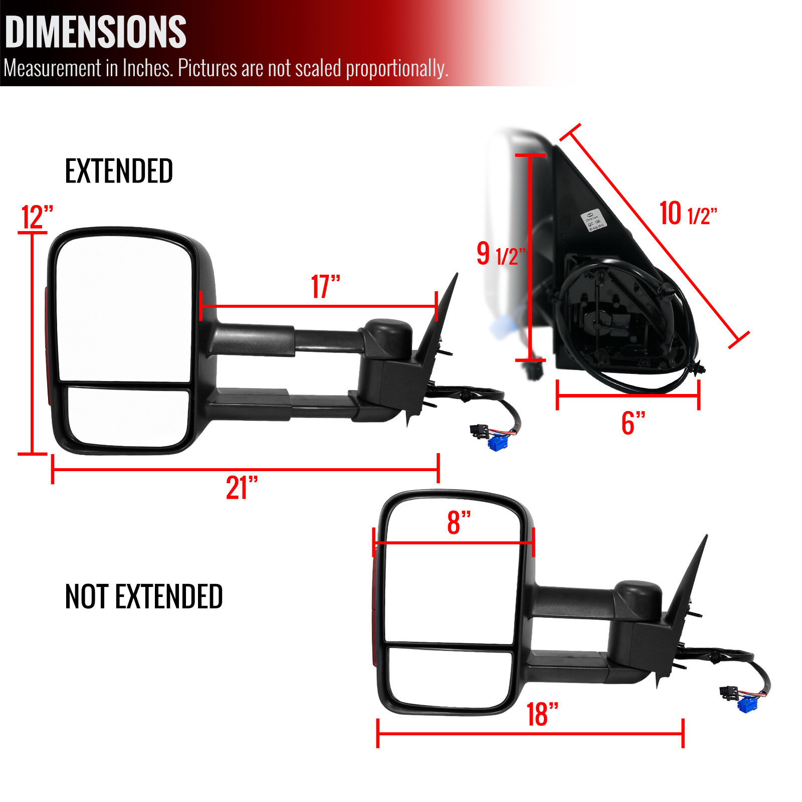 Front Power Heated Dynamic Signal Tow Mirrors For 03-06