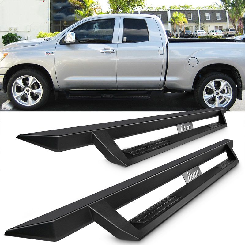 2007-2018 Toyota Tundra Double Cab Ikon V1 Style Steel Running Boards Black Side Step Nerf Bars 2012 Toyota Tundra Double Cab Running Boards