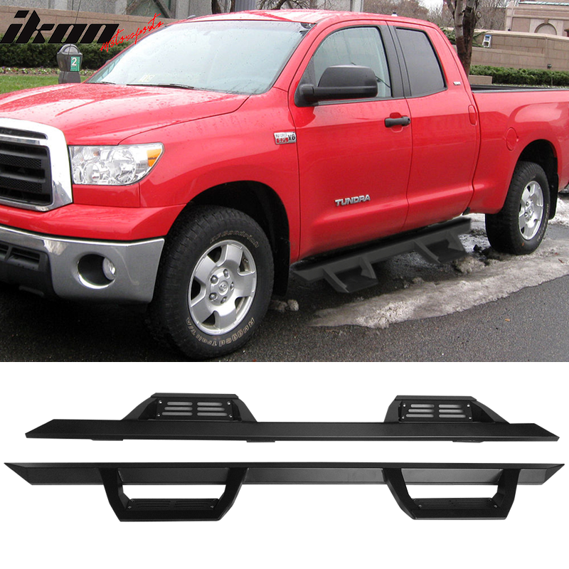 2007-2018 Toyota Tundra Double Cab Ikon V2 Style Steel Running Boards Black Side Step Nerf Bars Running Boards For 2014 Toyota Tundra Double Cab