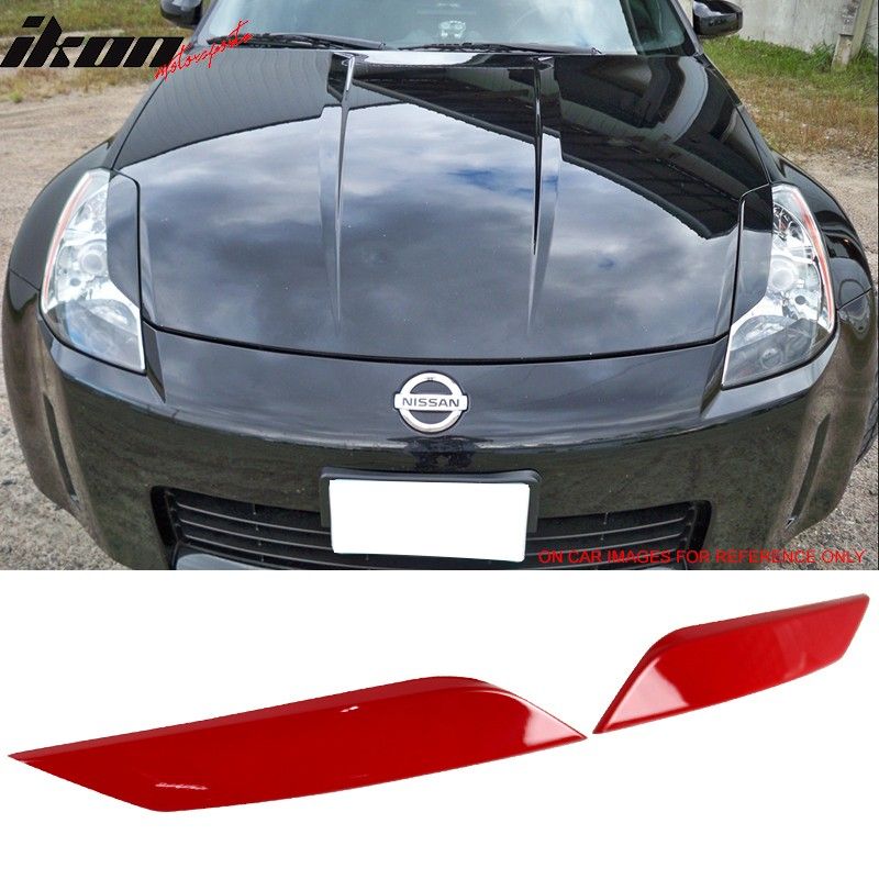 20032008 Nissan 350z ABS Headlight Eyelids Eyebrows Cover Painted AX6 Red 9EY0098
