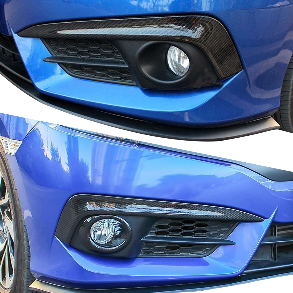 2016-2017 Honda Civic Coupe/Sedan Fog Lights Cover Eye Lid Trim Carbon ...