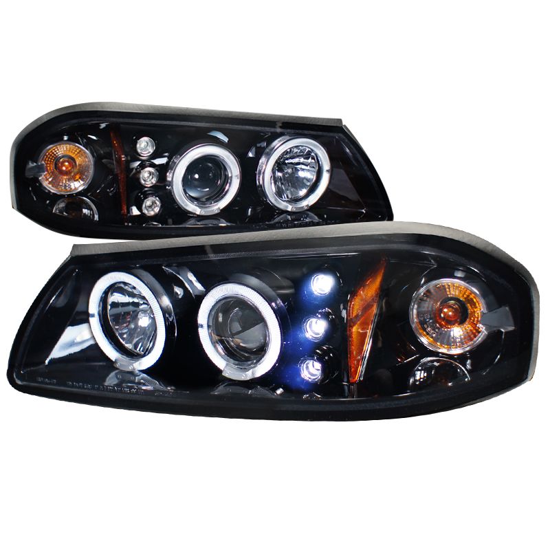 2000 2005 Chevy Impala Halo Gloss Black Smoke Projector Headlights