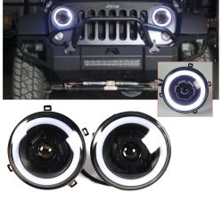 1997-2016 Jeep Wrangler 7" Halo Angel Eyes LED Projector Headlights  - 3-WQ-MMR-001A