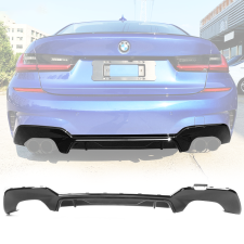 2019-2020 BMW 3-Series 330i G20 Polypropylene M-Tech Style Quad Exhaust Rear Lip Diffuser Gloss  - BLD-BG20MT340-GBK