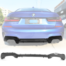 2019-2020 BMW 3-Series 330i G20 Polypropylene M-Tech Style Quad Exhaust Rear Lip Diffuser  - BLD-BG20MT340-PP