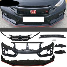 2016-2021 Honda Civic Type R Style Front Bumper + Lip Gloss Black  - CB-A011416