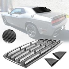 2008-2021 Dodge Challenger IKON XE Style Rear Side Window Louver Scoops Carbon Fiber Hydro Dip  - CB-A012431