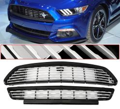 2015-2017 Ford Mustang Ecoboost/V6/GT California-Special Upper & Lower Grille Black  - HG-FM15CS2P-SL