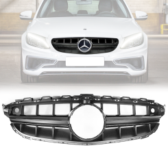 2015-2018 Mercedes Benz C-Class W205 Coupe/Sedan/Convertible Front Grille w/Parking Camera Cut-Out Black  - HG-MBW205AMGVCAM-BK