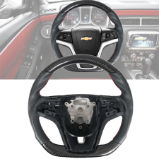 2012-2015 Chevrolet Camaro Carbon Fiber & Leather Steering Wheel W/ Red Stitching Steering Wheel  - SW-CC12-CFPFL-RD