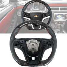 2012-2015 Chevrolet Camaro Forged Carbon Fiber & Leather Red Stitch Steering Wheel  - SW-CC12-FCFPFL-RD