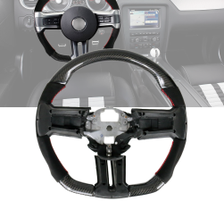 2010-2014 Ford Mustang Carbon Fiber & Alcantara Steering Wheel W/ Red Stitching Steering Wheel  - SW-FM10-CFAL-RD